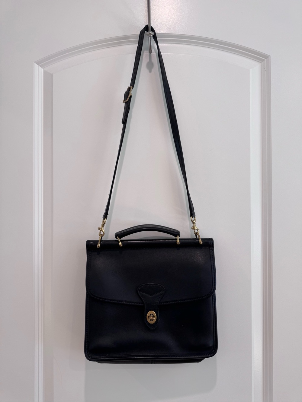 Black Leather Top-Handle Shoulder Bag Jack Georges made in USA